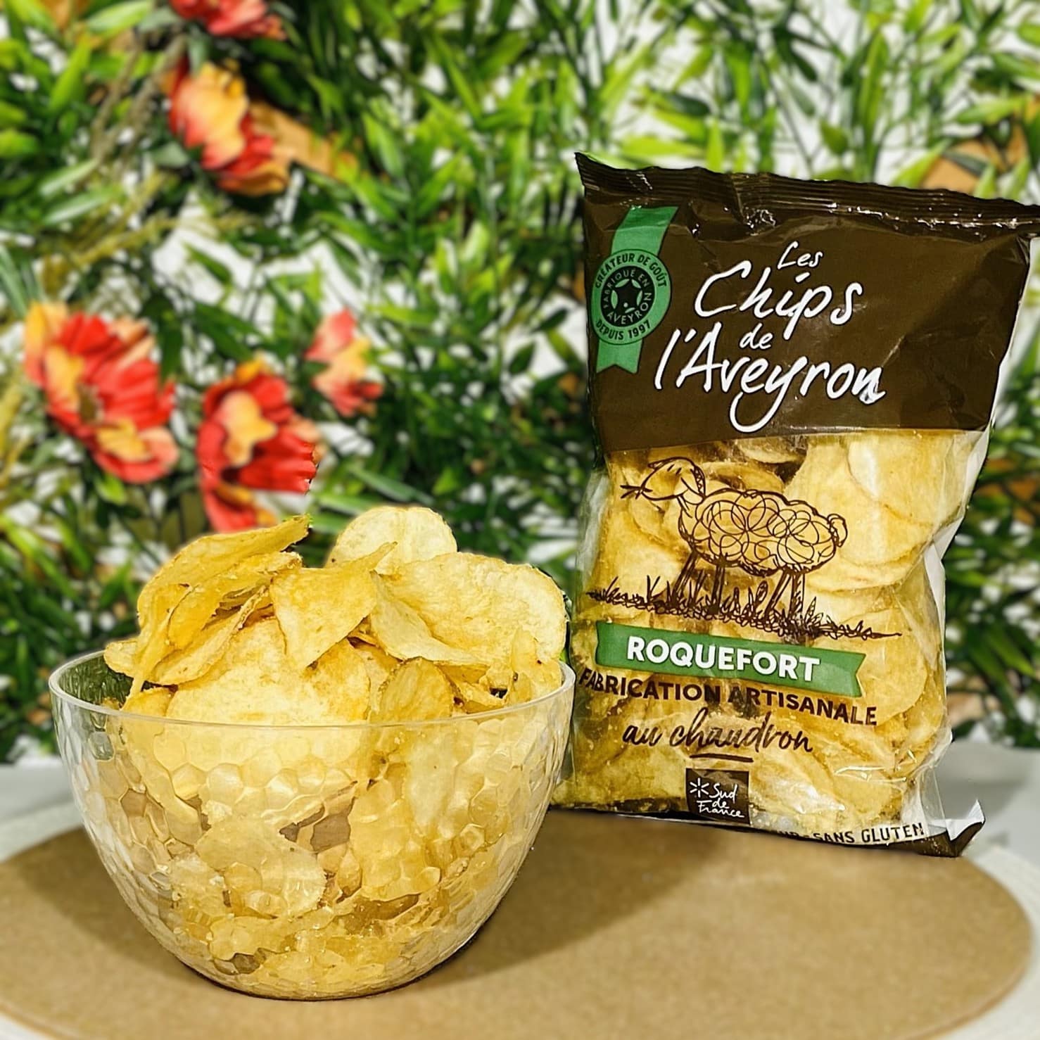 chips artisanales cuites au chaudron au roquefort