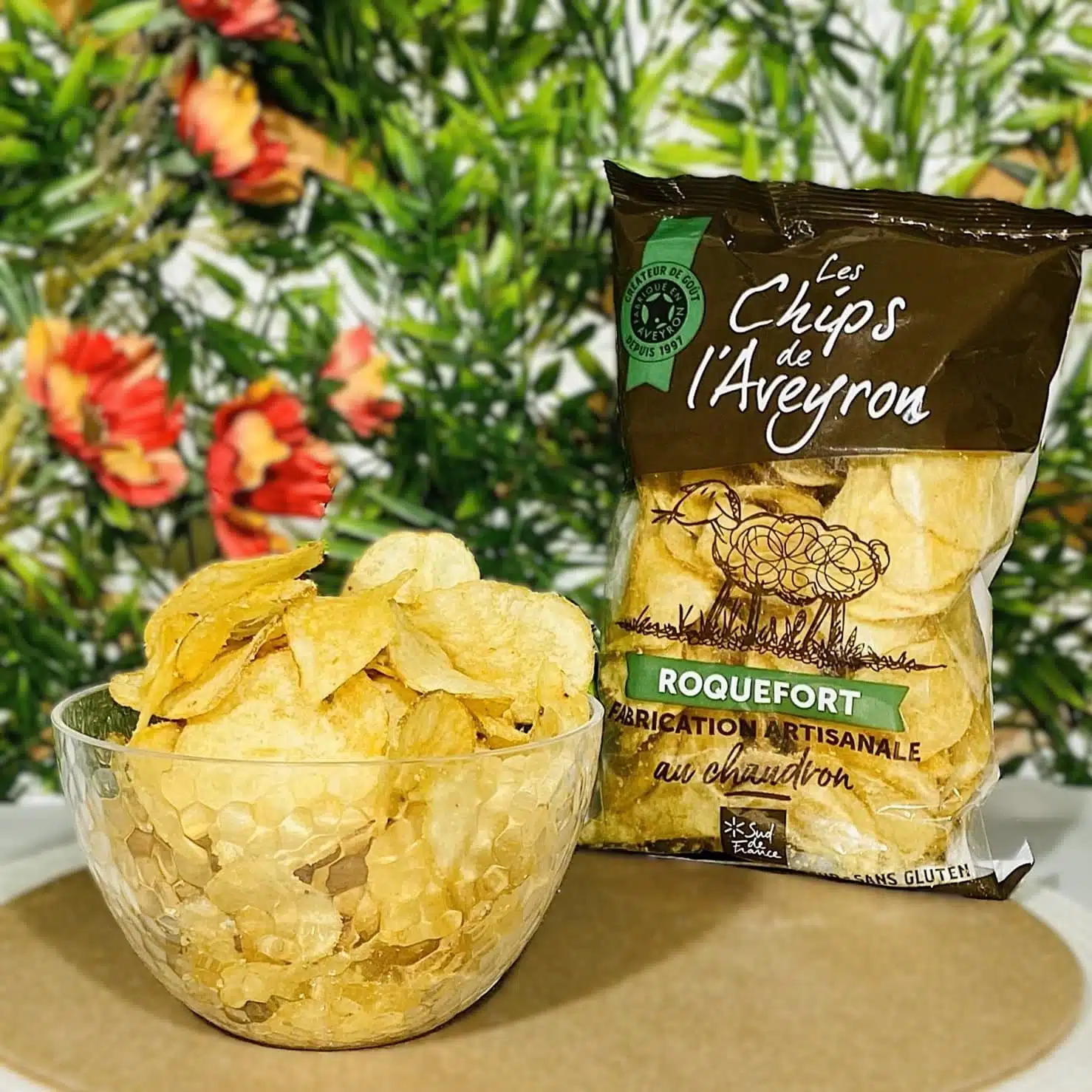 chips artisanales cuites au chaudron au roquefort
