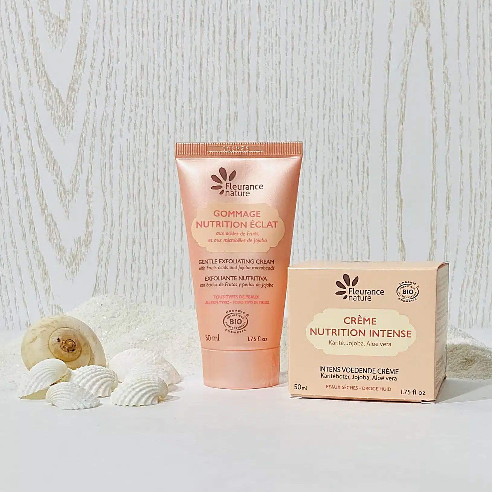 duo gommage crème nutrition éclat bio Fleurance Nature